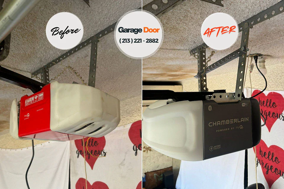 Before and after: garage door spring repair Fairbury, IL